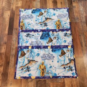 Vtg Star Wars 1977 Handmade Blanket From Bed Sheets 35x47.5" Vader Luke Leia
